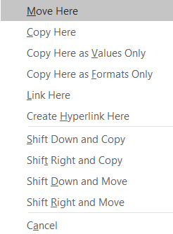 right click copy paste menu