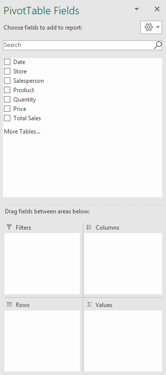 pivot table fields