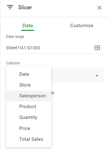 adding a slicer to a pivot table in google sheets