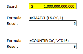 XMATCH vs COUNTIF.