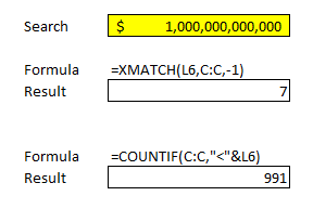 XMATCH vs COUNTIF.