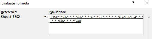 Evaluating the third part of the array formula.