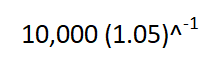 Calculating discounted cash flows one year out.