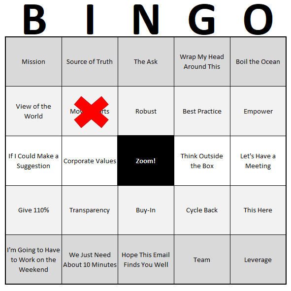 Red X on a Bingo card.