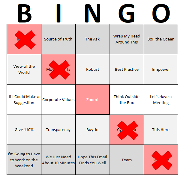 Bingo! card after win.