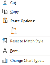 Changing the chart type in Excel.