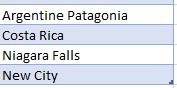 Table in Excel after adding a new value.