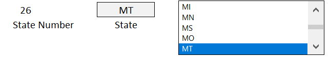 List box displayed on an Excel spreadsheet.