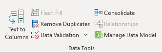 Selecting data validation rules in Excel.