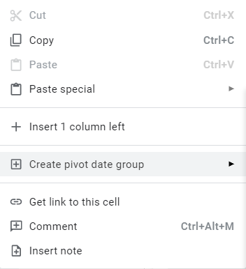 Creating a pivot date group in Google Sheets.