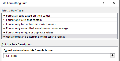 Applying conditional formatting using a formula.