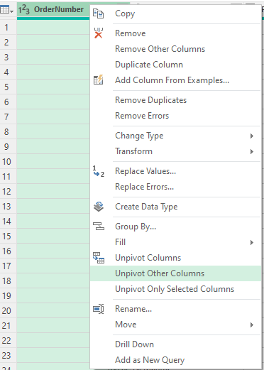 Unpivoting other columns in Power Query.