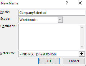 Creating a named range in Excel.