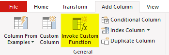 Selecting the option to Invoke a Custom Function.