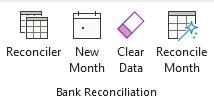 Buttons on the bank reconciliation file.