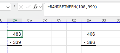 A formula using the RANDBETWEEN function.