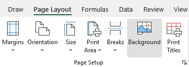 Selecting the Background option from the Page Layout tab.