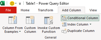 Adding a conditional column in Power Query.