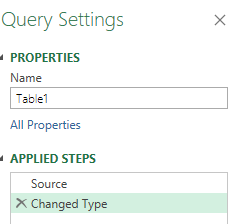 The changed type step in Power Query.