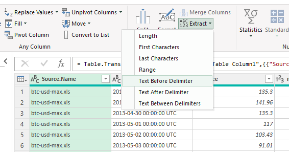 Extracting text before delimiter in power query.