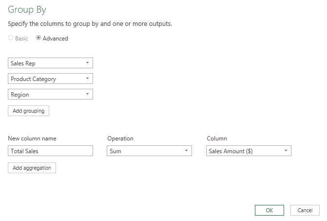 Adding more groupings in Power Query.