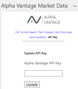 The alphavantage API key section.