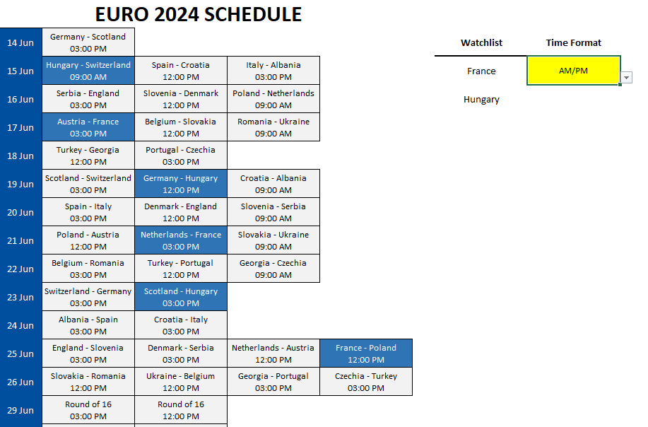 Printing out a schedule to track individual teams.