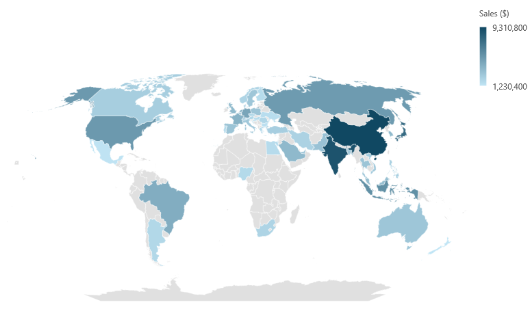 A map chart in Excel.