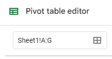 Changing the range in the pivot table editor.