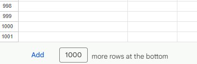 Input to add more rows in Google Sheets.