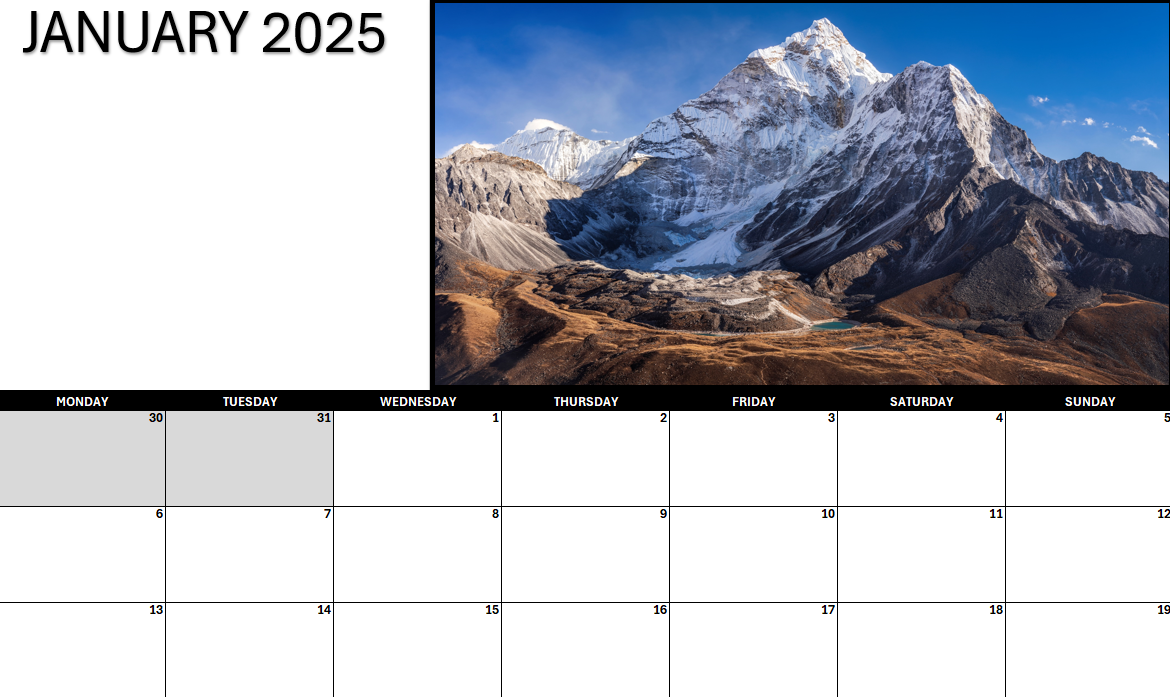 Default calendar layout.