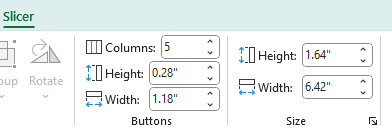Modifying the slicer settings in Excel.