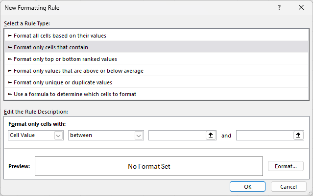 Setting up conditional formatting rules in excel if their cells meet a specific criteria.